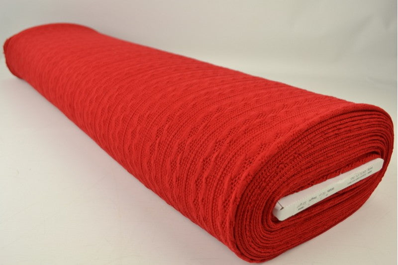 Jacquard gebreide kabelstof - Rood