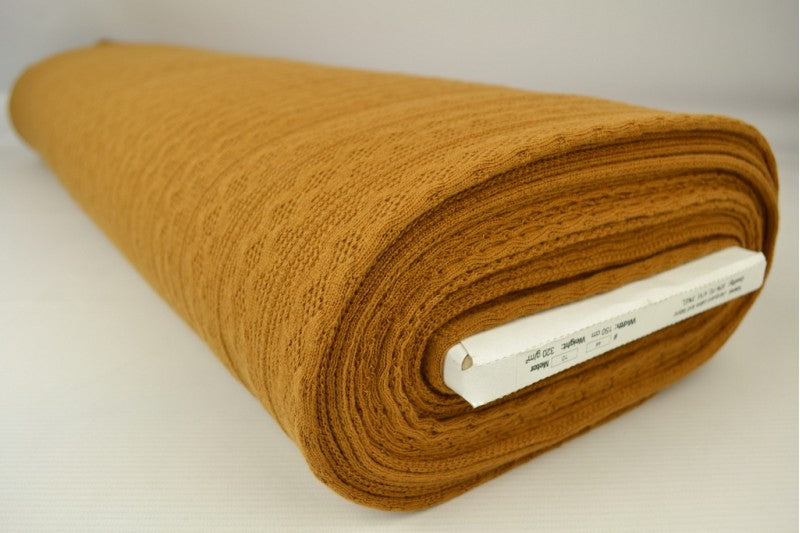 Jacquard gebreide kabelstof - Donker okergeel