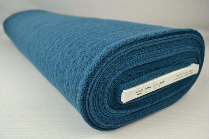 Jacquard gebreide kabelstof - Donker petrol