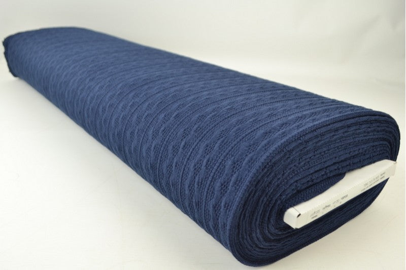 Jacquard gebreide kabelstof - Navy