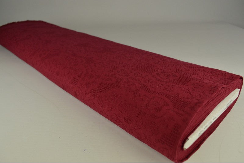 Katoen jacquard stof - Bordeaux rood