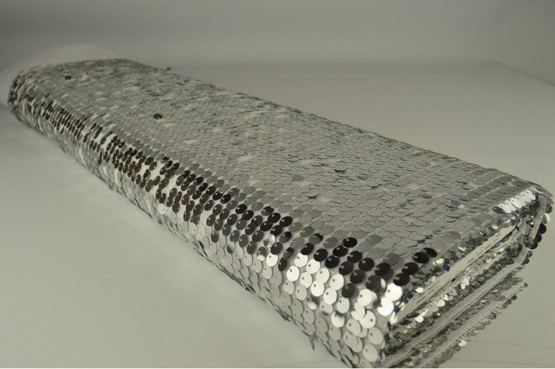 XL paillettenstof op rol – grote pailletten – Zilver