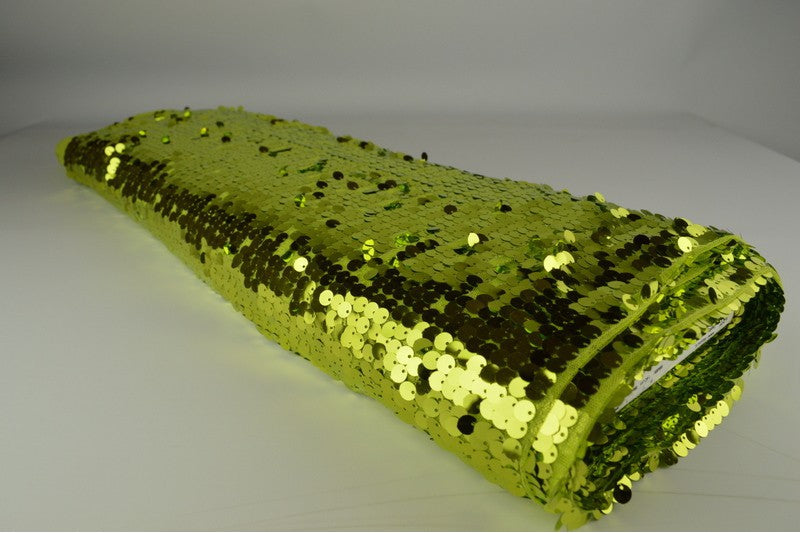 XL paillettenstof op rol – grote pailletten – Limoengroen