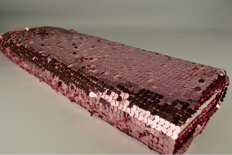 XL paillettenstof op rol – grote pailletten – Baby roze